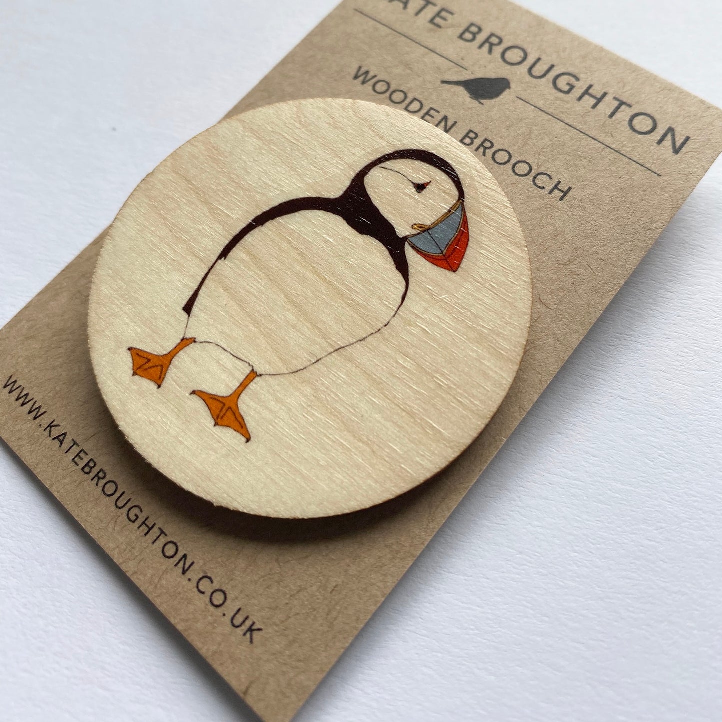 Puffin wooden brooch - katebroughton