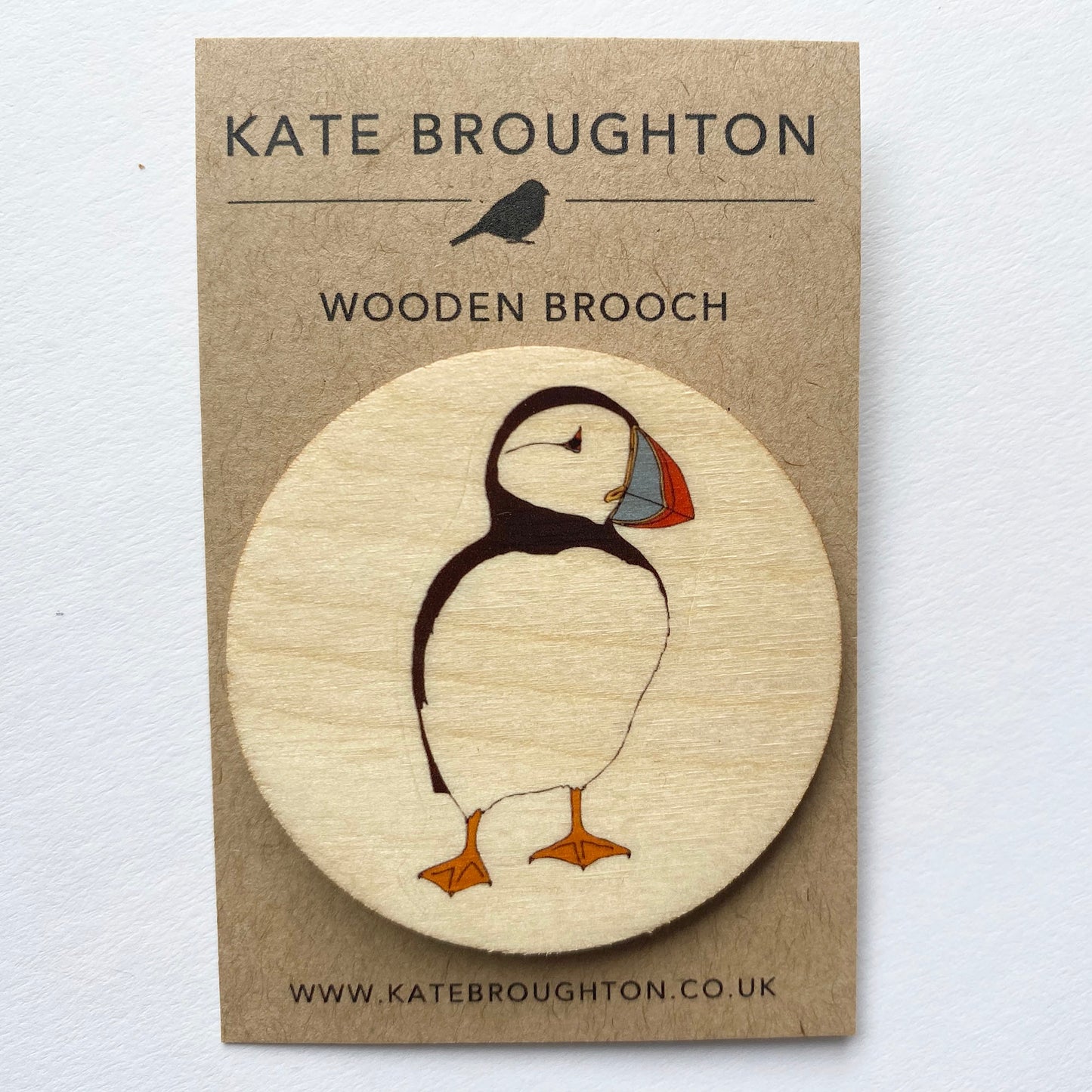 Puffin wooden brooch - katebroughton