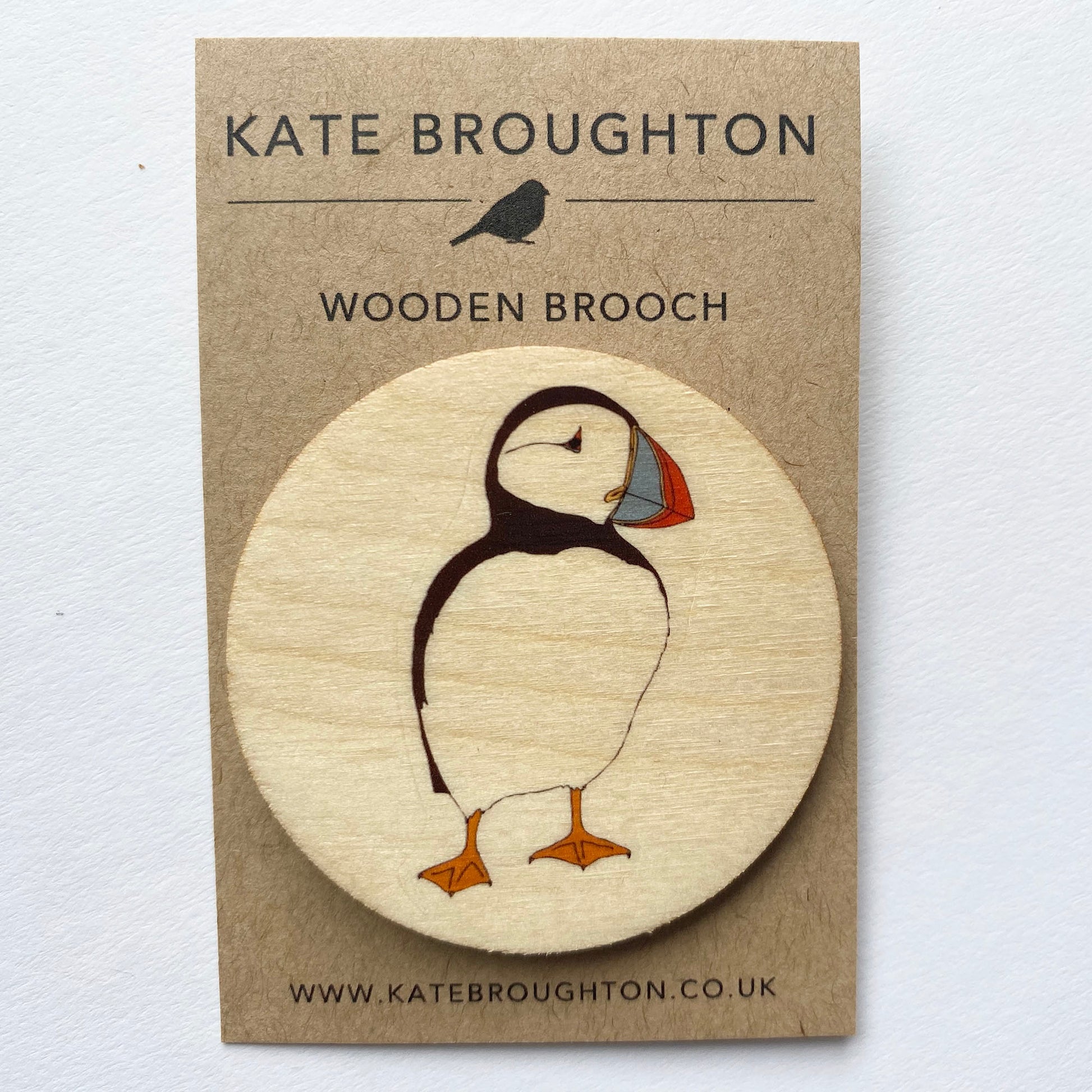 Puffin wooden brooch - katebroughton