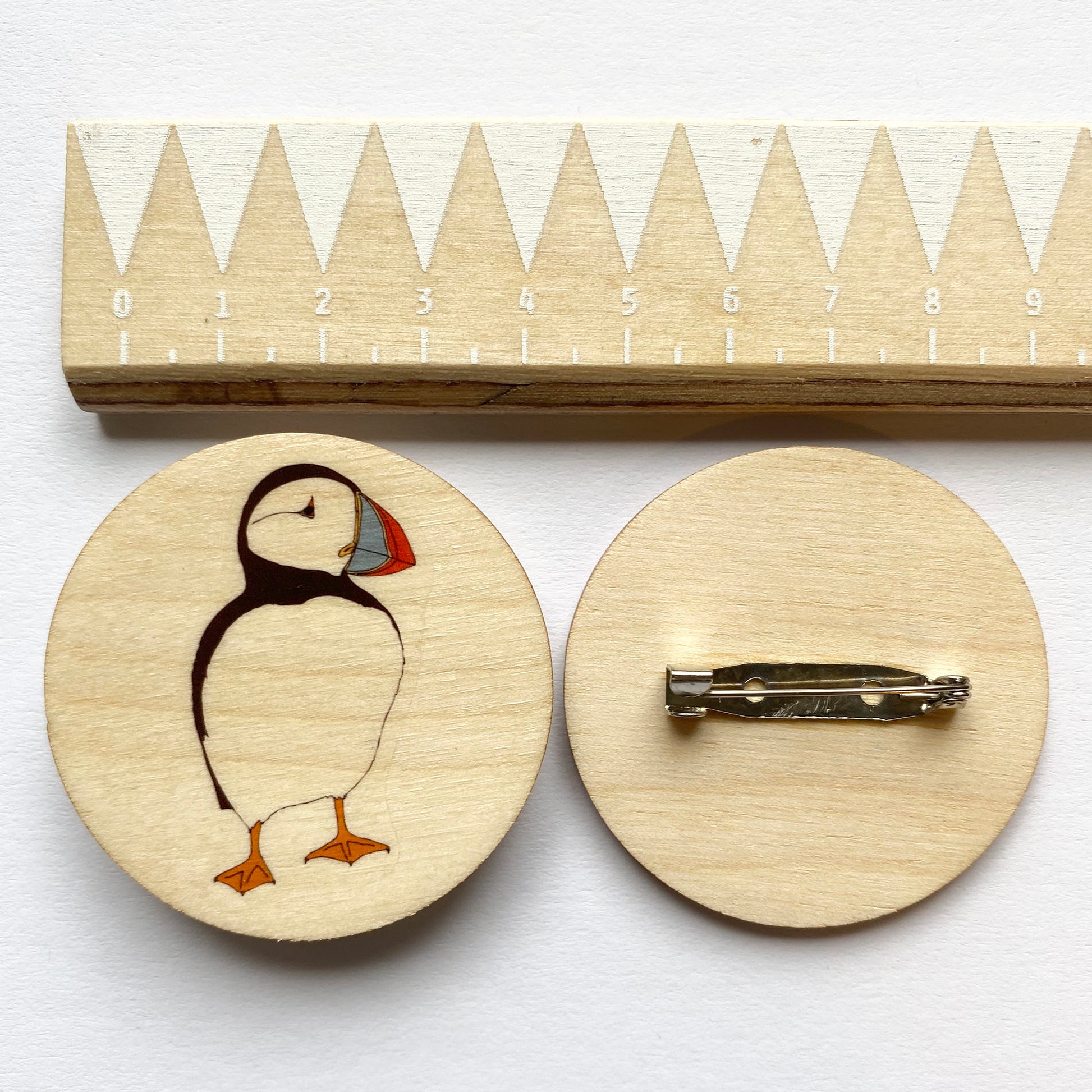 Puffin wooden brooch - katebroughton