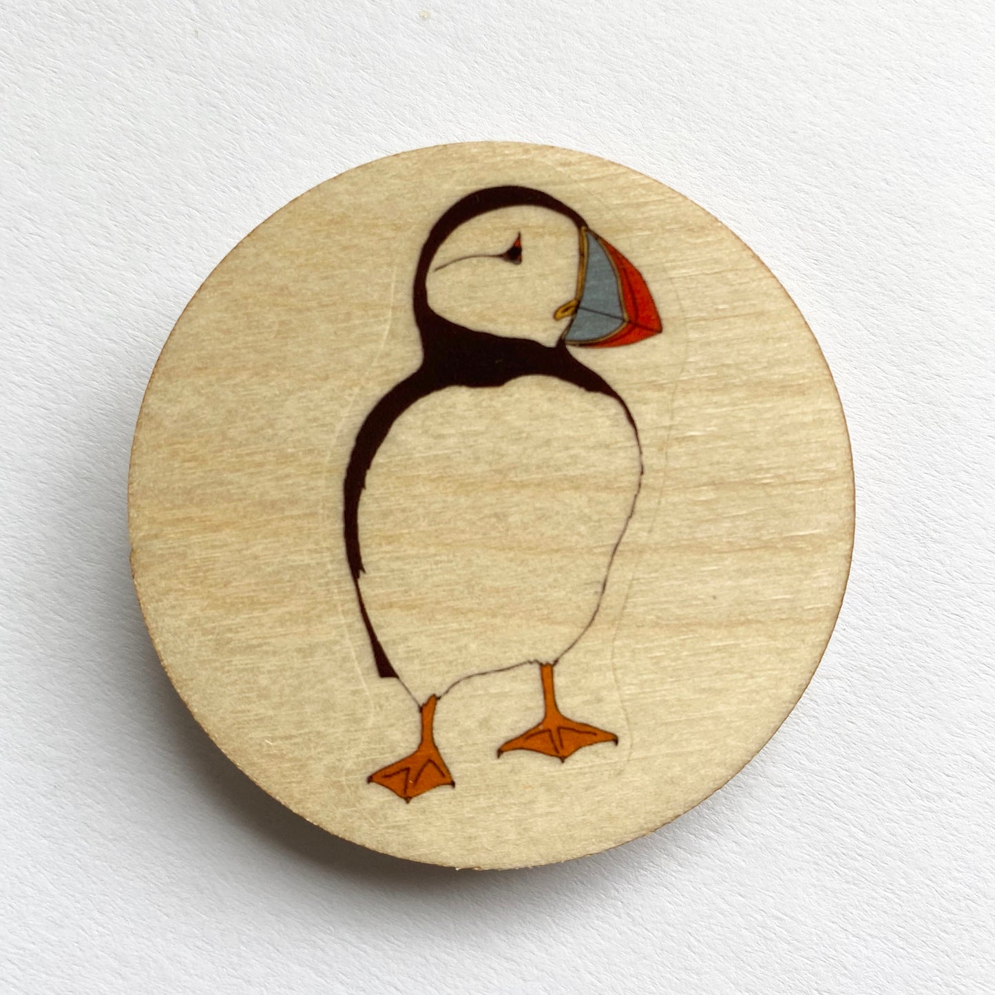 Puffin wooden brooch - katebroughton