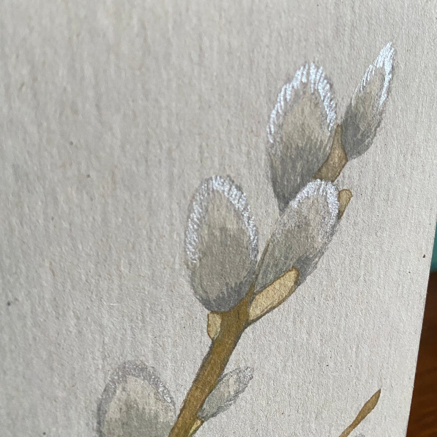 Pussy Willow hand finished watercolour card