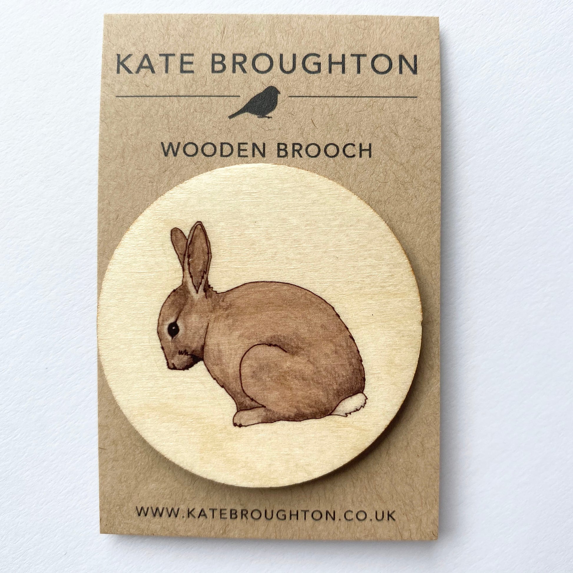 Rabbit wooden brooch - katebroughton