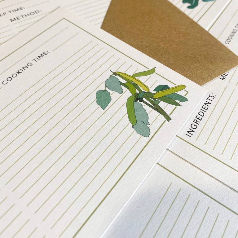 Illustrated recipe cards