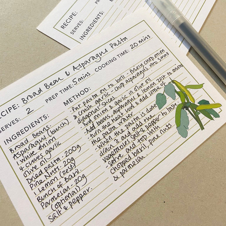 Illustrated recipe cards