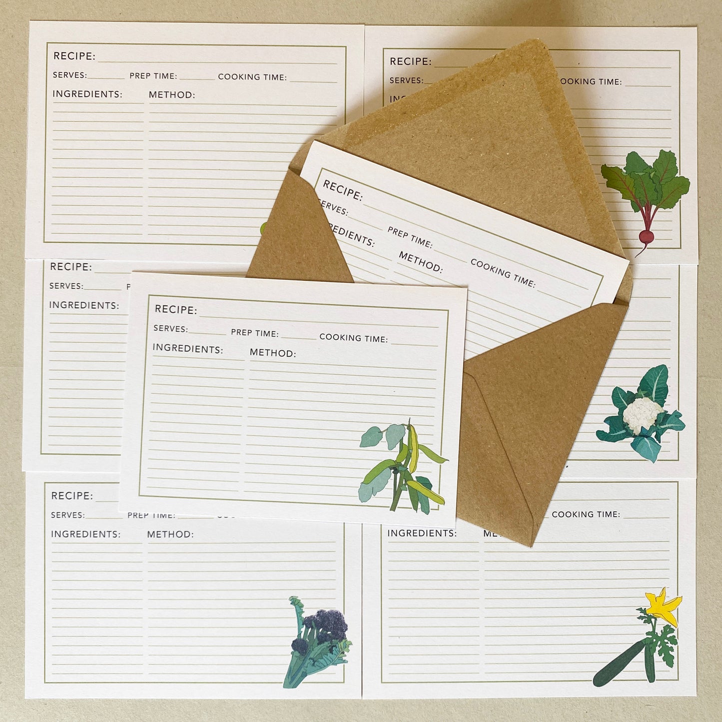 Illustrated recipe cards