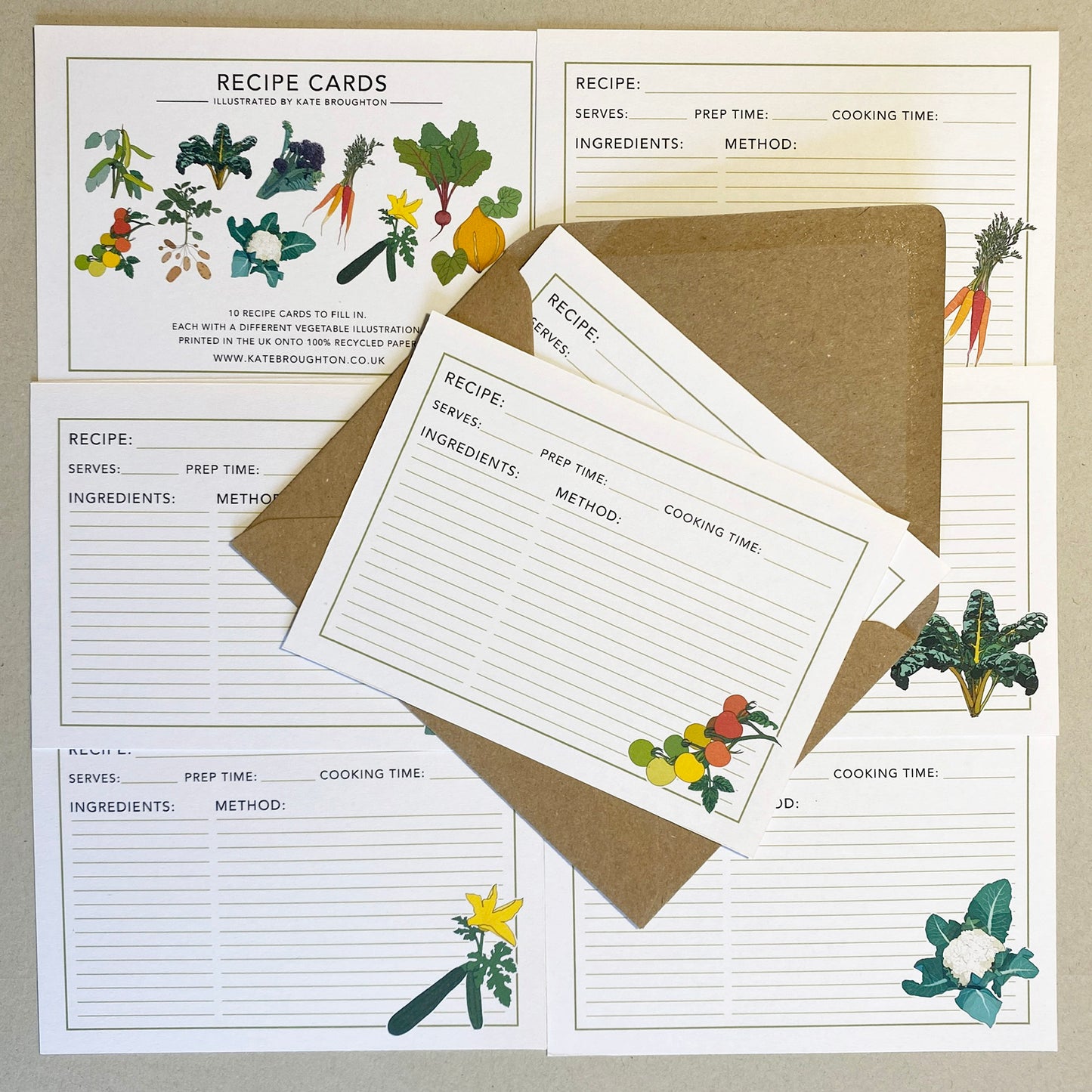 Illustrated recipe cards