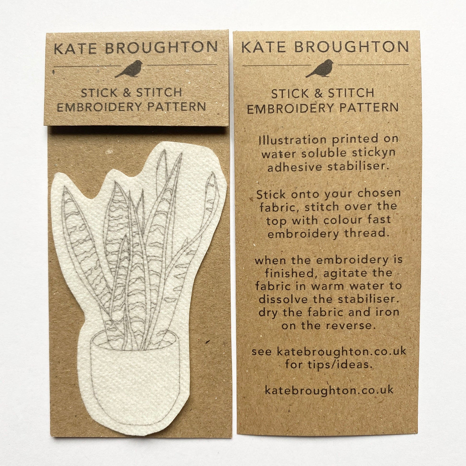 snake plant embroidery Snake plant 'stick and stitch' embroidery design – katebroughton
