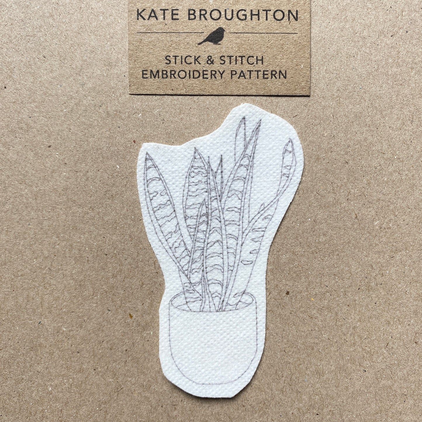 snake plant embroidery Snake plant 'stick and stitch' embroidery design – katebroughton