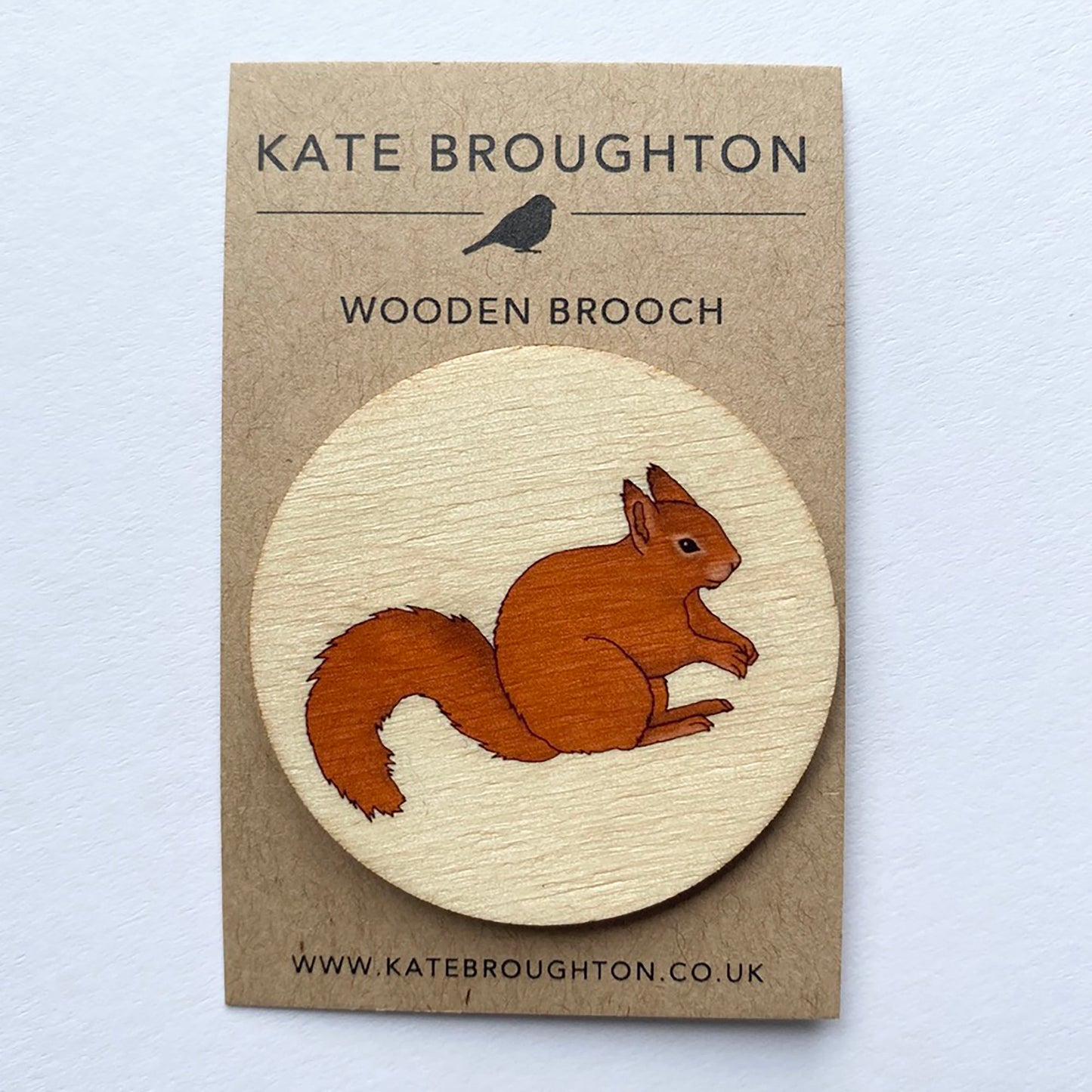 Red Squirrel wooden brooch - katebroughton