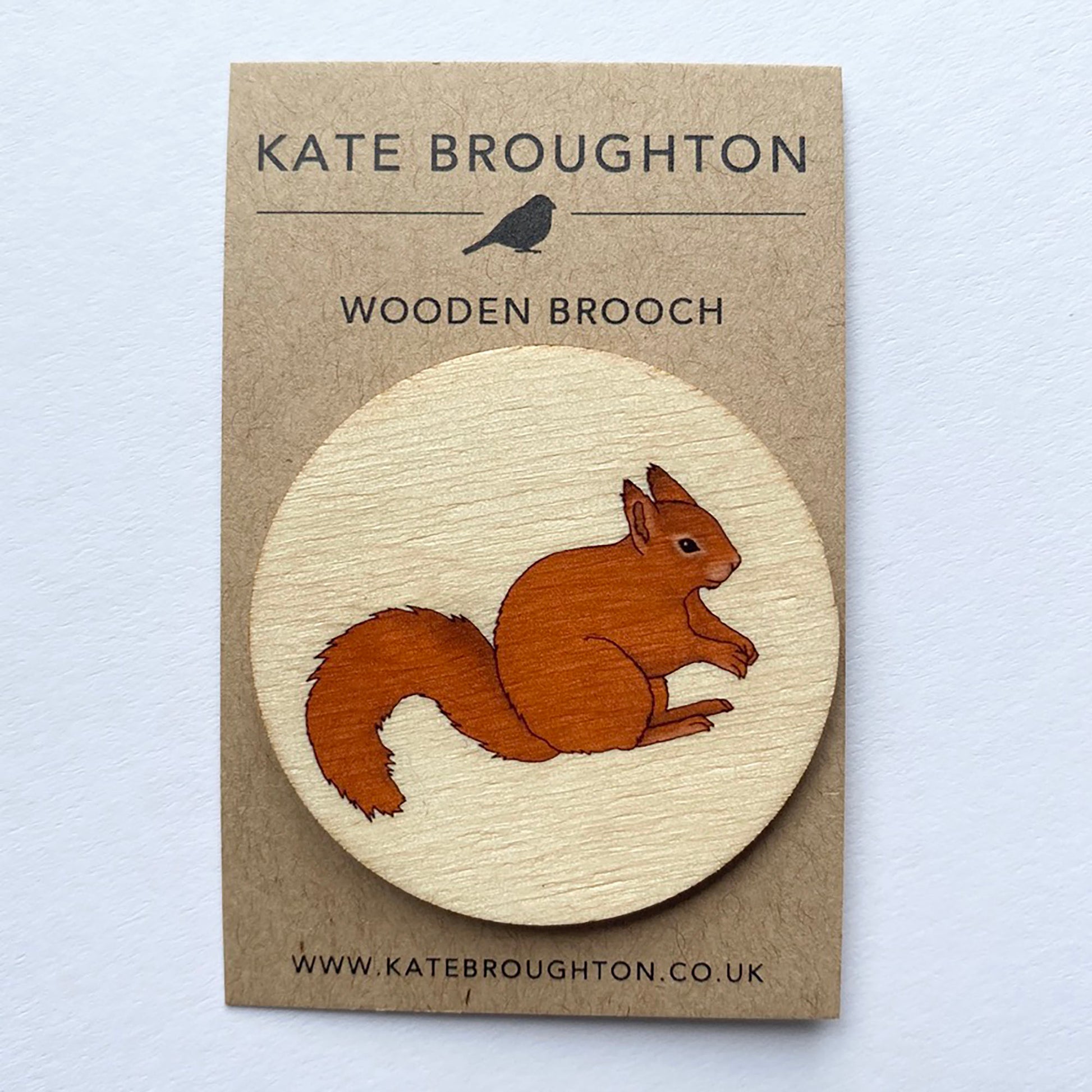 Red Squirrel wooden brooch - katebroughton