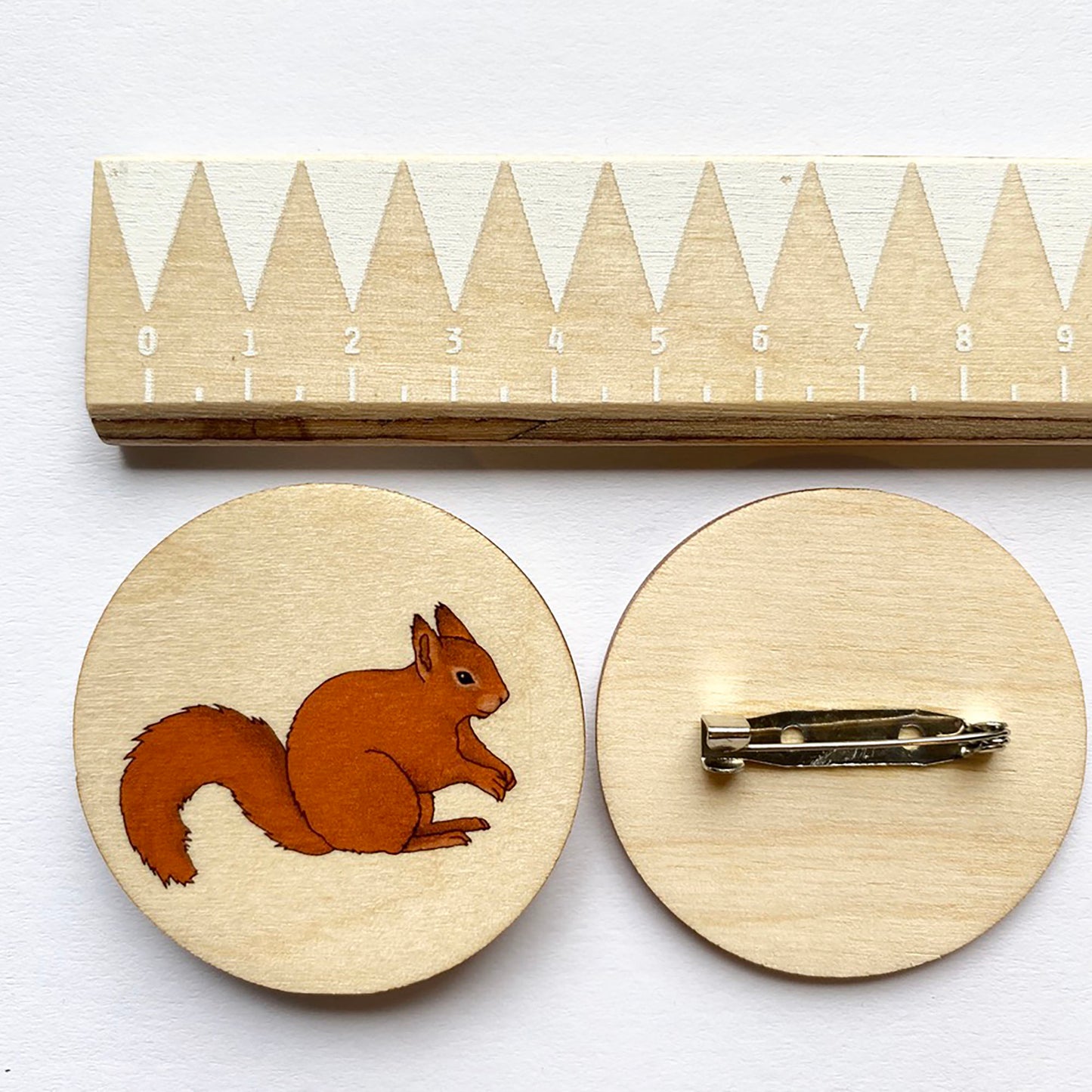 Red Squirrel wooden brooch - katebroughton