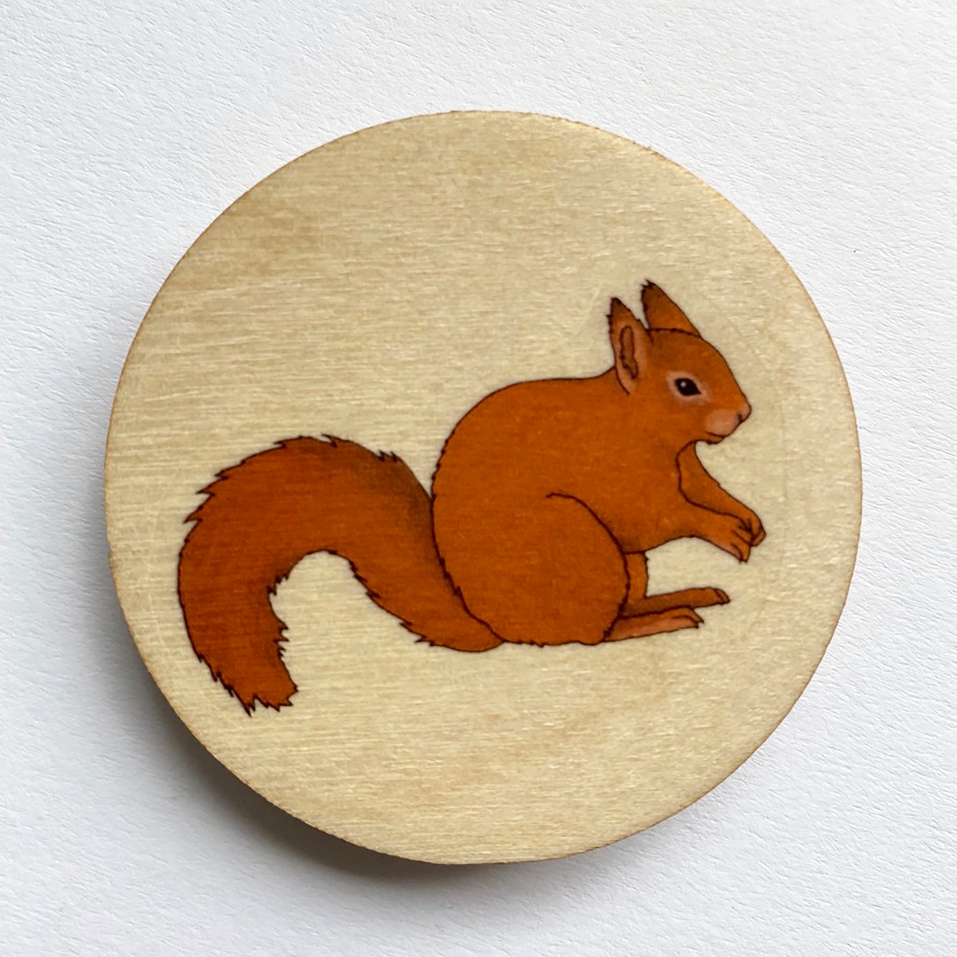 Red Squirrel wooden brooch - katebroughton