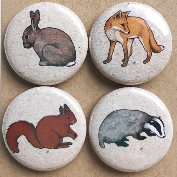 Woodland Animal badge set